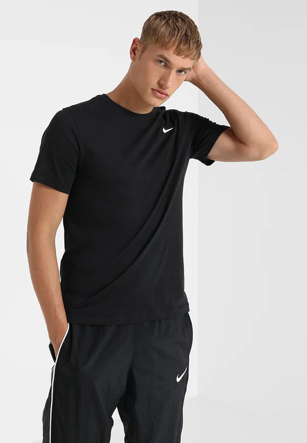 TEE CREW SOLID - Sport T-Shirt - black/white