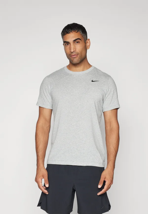 TEE CREW SOLID - Sport T-Shirt - dark grey heather/black