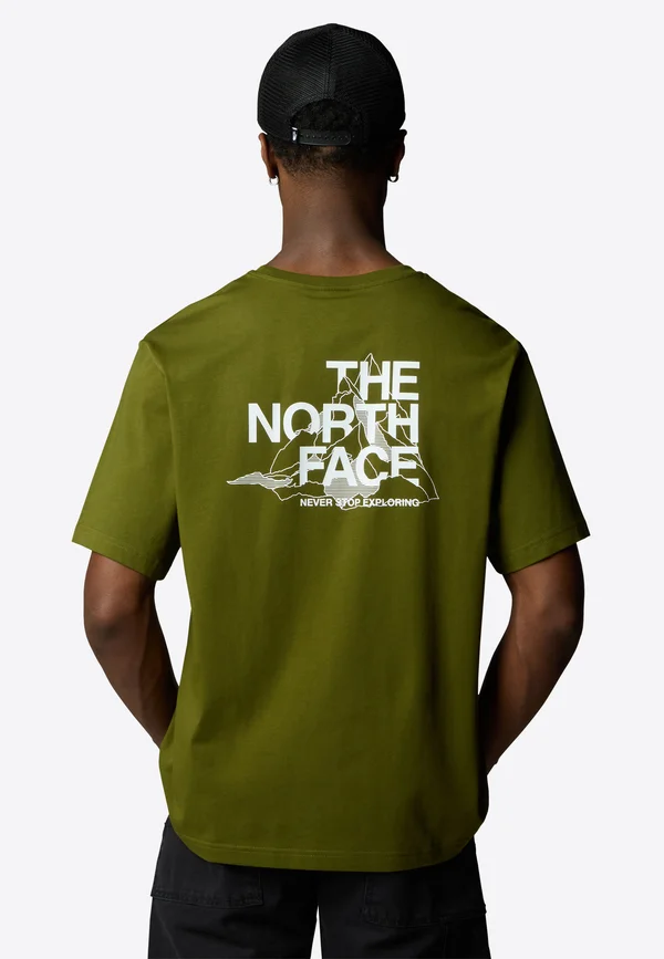 TEE MOUNTAIN SKETCH - T-Shirt print - forest olive tnf white