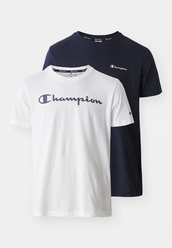 TEE SMALL AND BIG LOGO 2 PACK - T-Shirt basic - dark blue/white