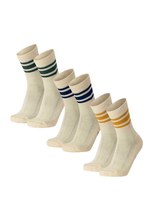 TENNIS CREW 3 PACK - Socken - offwhite green stripes navy stripes mustard stripes
