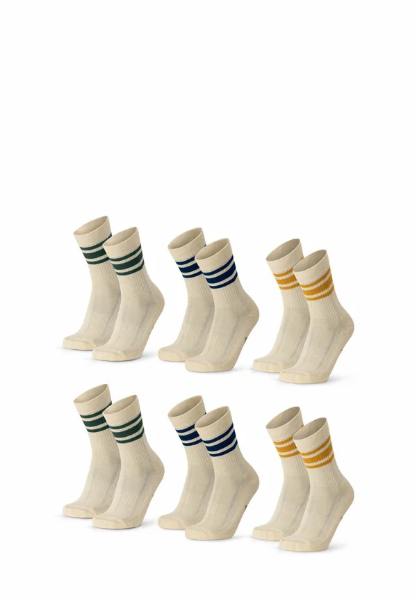 TENNIS CREW 6-PACK - Sportsocken - offwhite/green stripes/navy stripes/mustard stripes