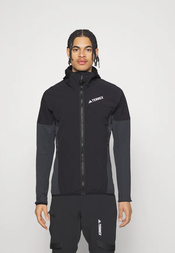 TERREX TECHROCK HOODED WIND FLEECE JACKET - Fleecejacke - black