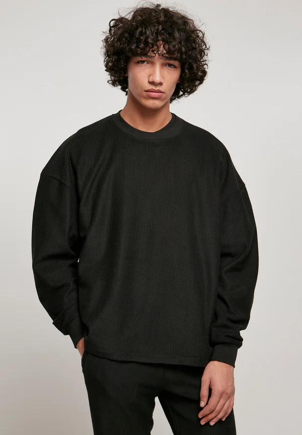 TERRY BOXY - Strickpullover - black
