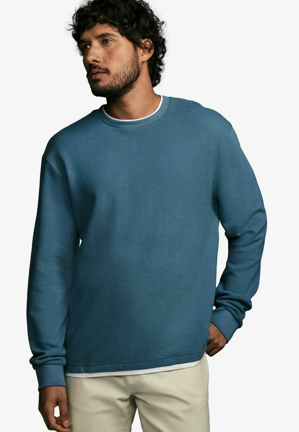 TEXTURE LONG SLEEVE MOCK LAYER - REGULAR FIT - Strickpullover - blue