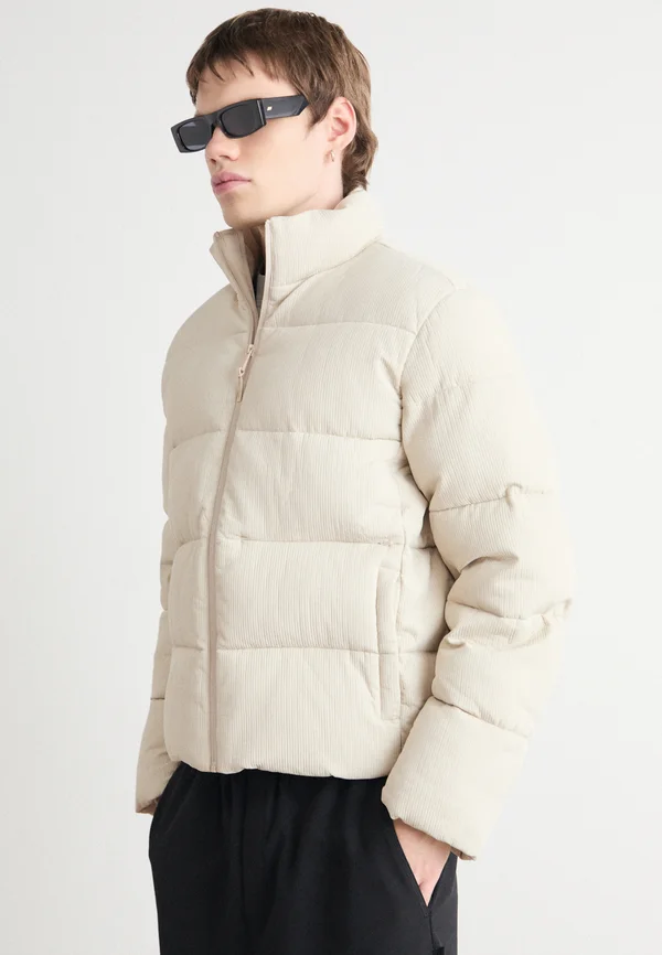 TEXTURE QUILT PUFFER - Winterjacke - stony beige