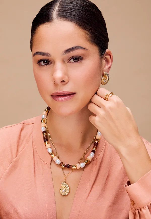 TEXTURED AMMONITE STATEMENT NECKLACE - Halskette - pale gold-colored