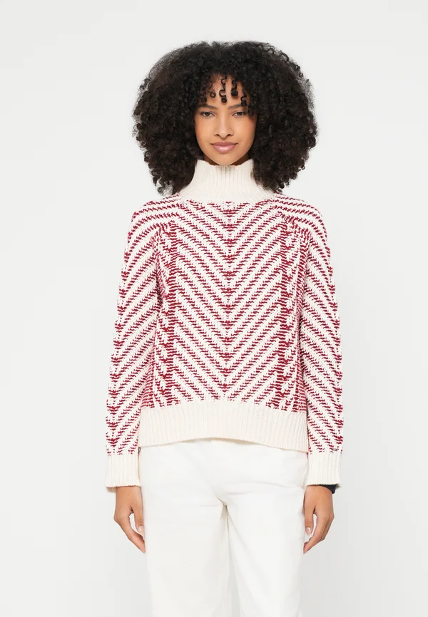 TEXTURED CABLE MOCK - Strickpullover - red
