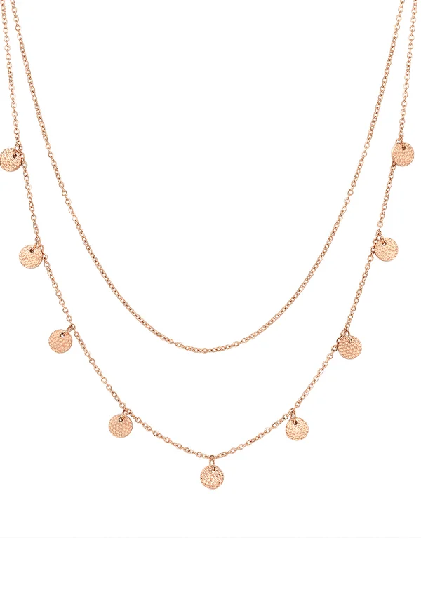 TEXTURED CIRCLE LAYERED - Halskette - rose gold-coloured