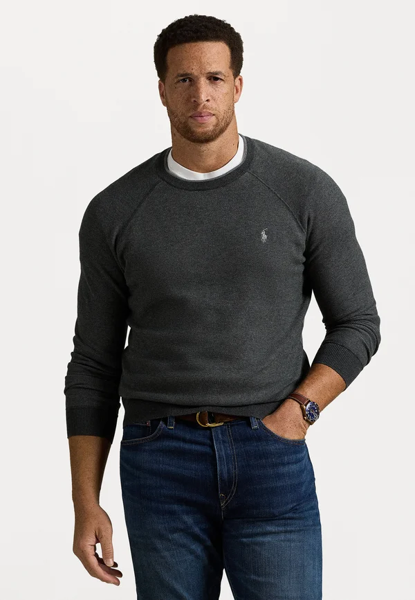 TEXTURED COTTON CREWNECK SWEATER - Strickpullover - charcoal combo