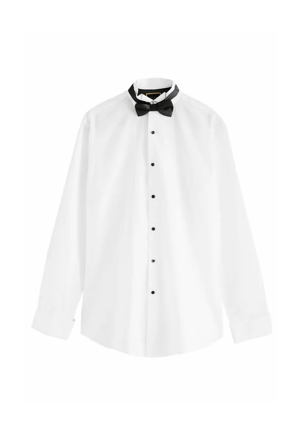 TEXTURED DOUBLE CUFF LONG SLEEVE WITH WING COLLAR AND BOW TIE PACK - Businesshemd - white