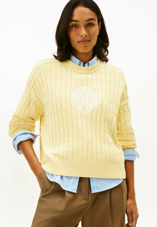 TEXTURED GRAPHIC  - Strickpullover - zesty yellow