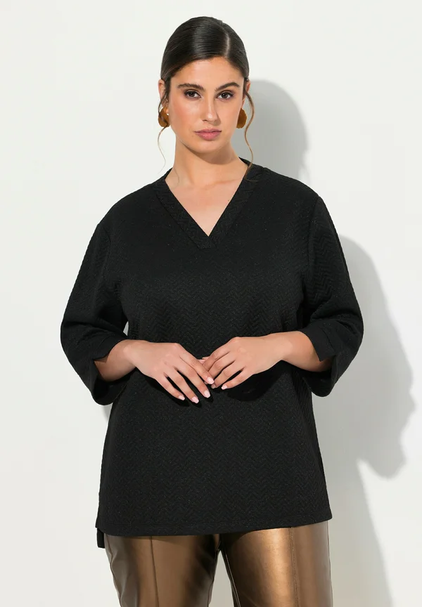 TEXTURED HERRINGBONE - Strickpullover - black