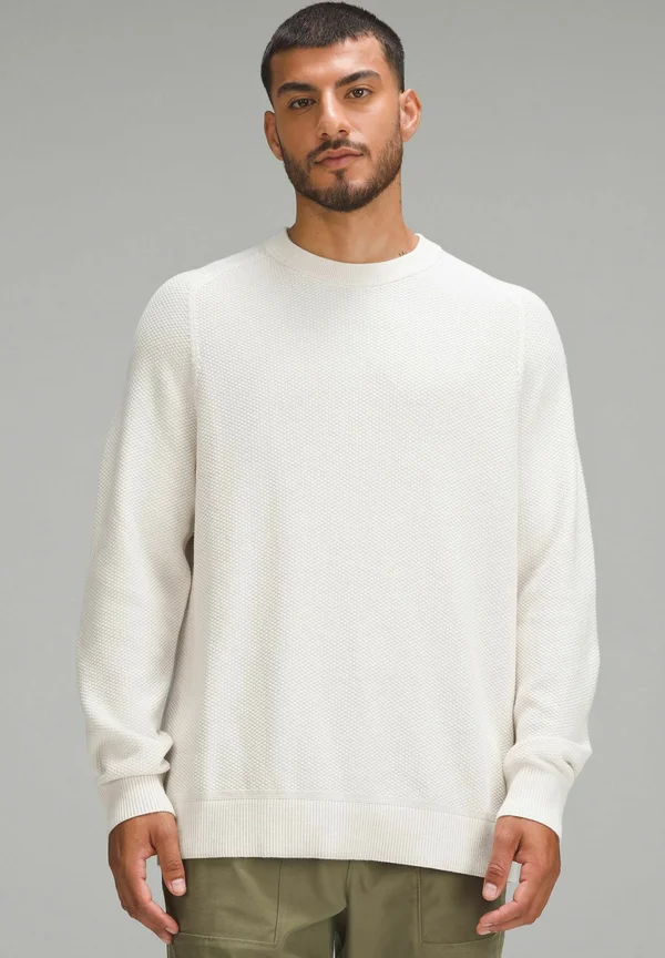 TEXTURED KNIT CREWNECK SWEATER - Strickpullover - heathered natural ivory