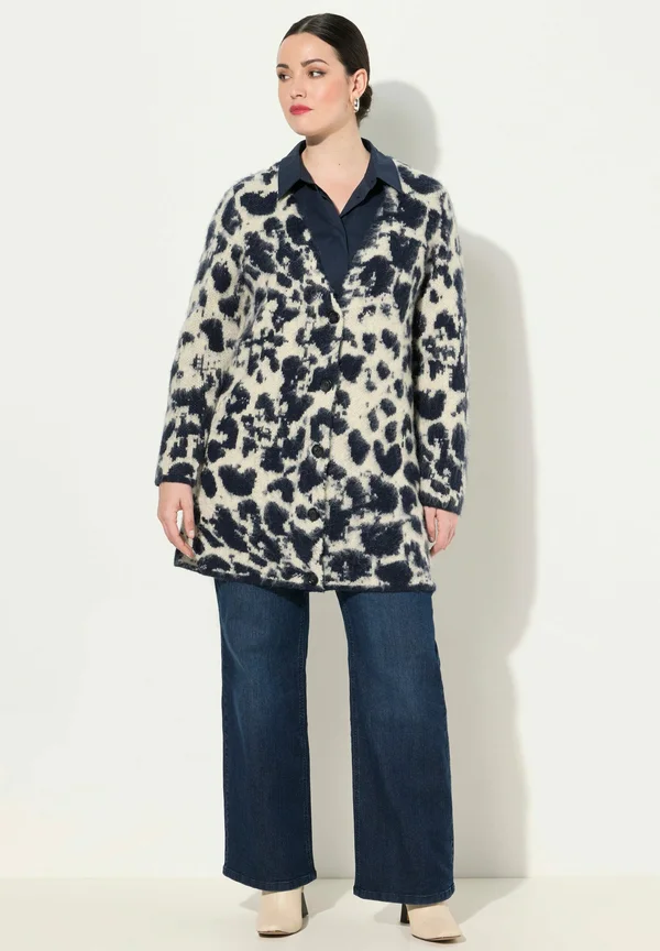 TEXTURED LEOPARD PRINT - Strickjacke - navy blue