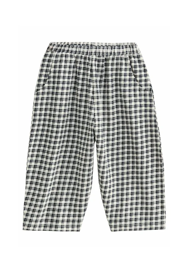 TEXTURED PODGY - Stoffhose - black white gingham