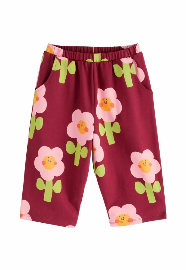 TEXTURED PODGY - Stoffhose - burgundy red flower