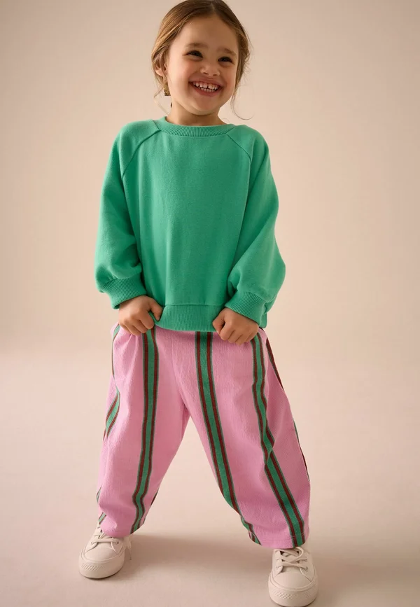 TEXTURED PODGY - Stoffhose - pink green stripe