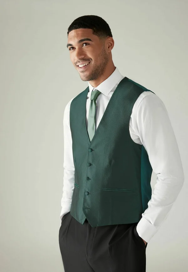 TEXTURED-REGULAR FIT - Anzugweste - forest green