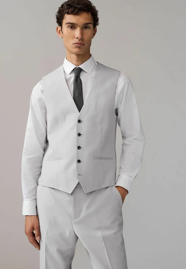 TEXTURED REGULAR FIT - Anzugweste - neutral