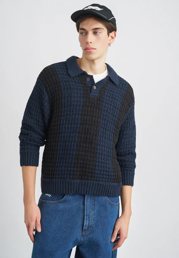 TEXTURED RUGBY - Strickpullover - dark navy