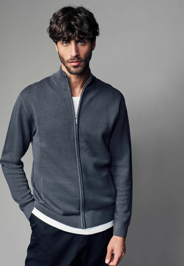 TEXTURED - Strickjacke - blue