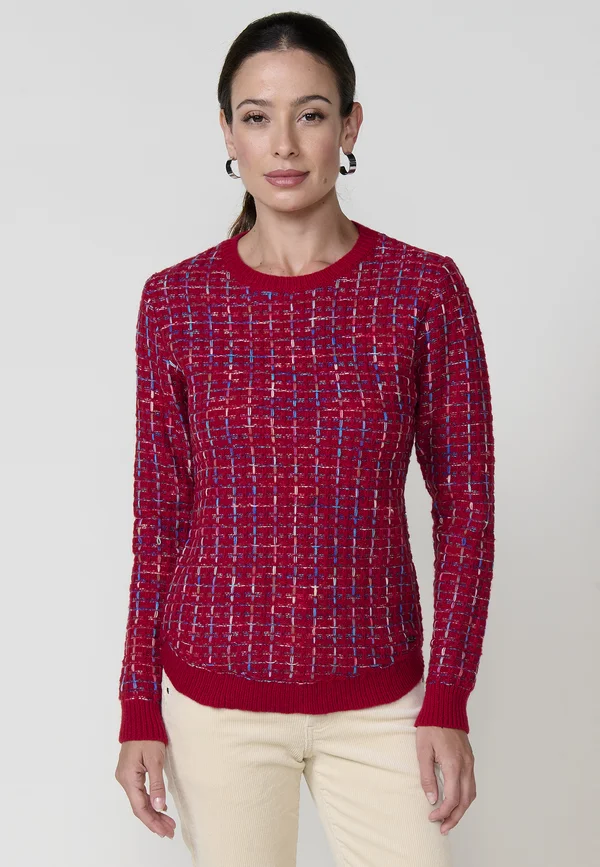 TEXTURED - Strickpullover - granate   maroon