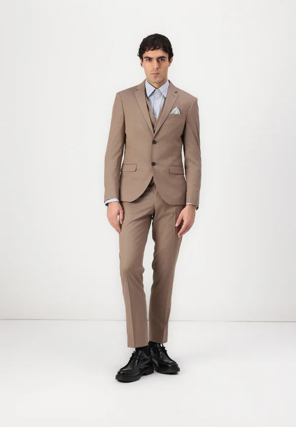 THE FASHION NOTCH SLIM SUIT - Anzug - dark sand