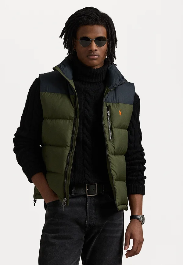 THE GORHAM COLOR BLOCKED DOWN VEST - Weste - armadillo/black