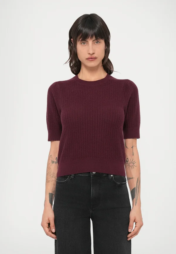 THE LADDER POINTELLE SWEATER - Strickpullover - cabernet