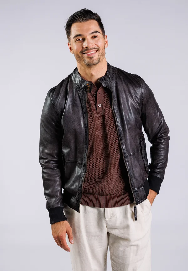 THEIS - Lederjacke - coal