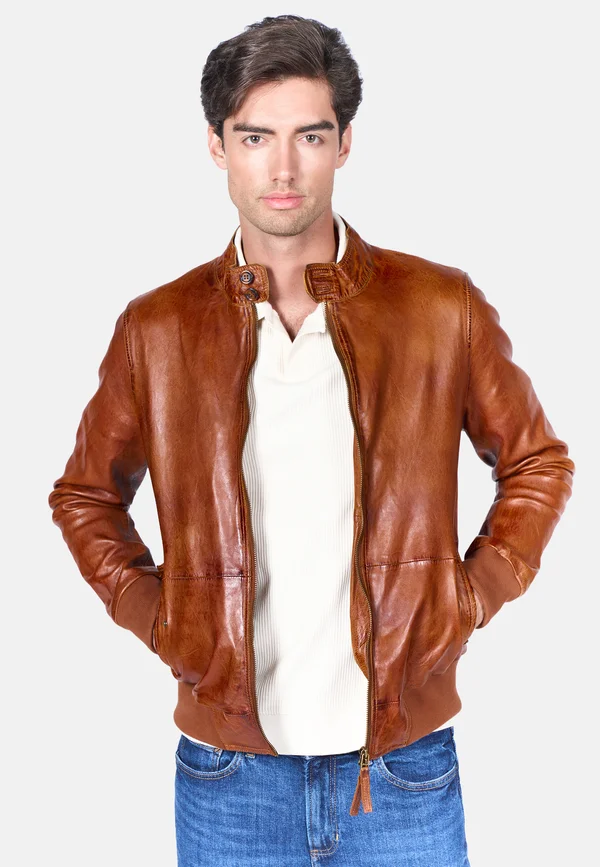 THEIS - Lederjacke - golden brown