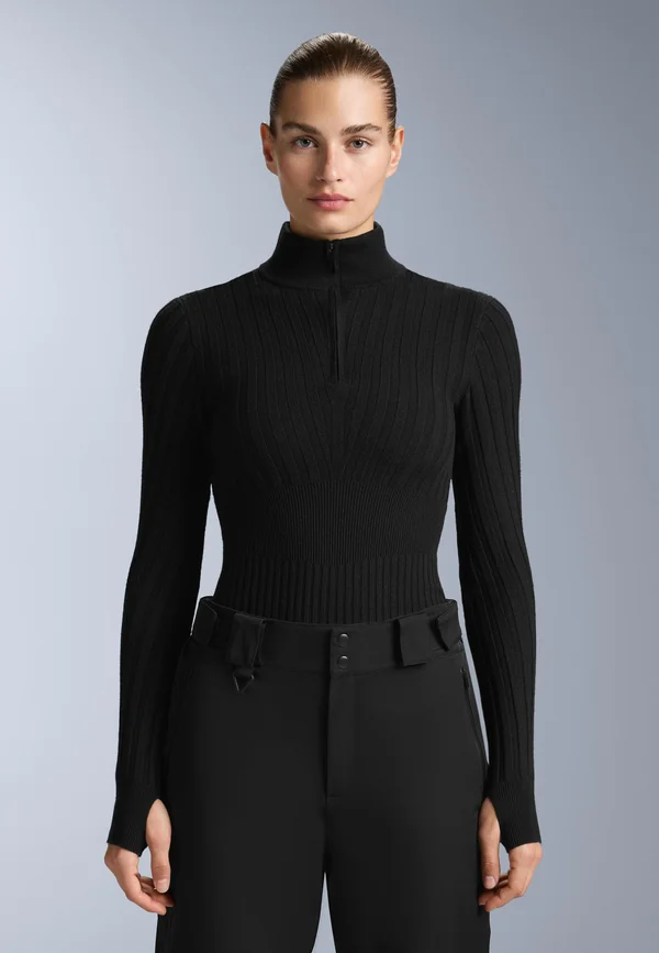 THERMAL BASE LAYER RIB KNIT WITH PEAK - Unterhemd/-shirt - black