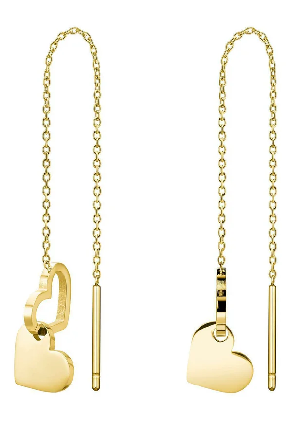 THREAD CHAIN DOUBLE HEART  - Ohrringe - gold-coloured