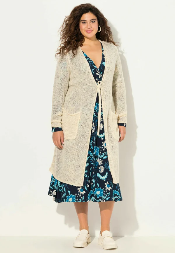 TIE FRONT LONG SLEEVE - Strickjacke - popcorn