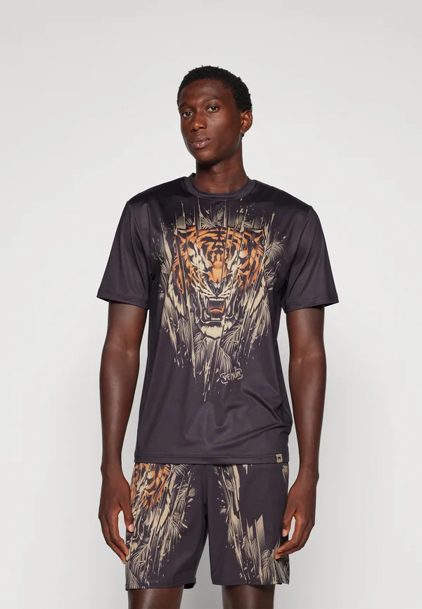 TIGER DRY TECH - Sport T-Shirt - black/neo orange