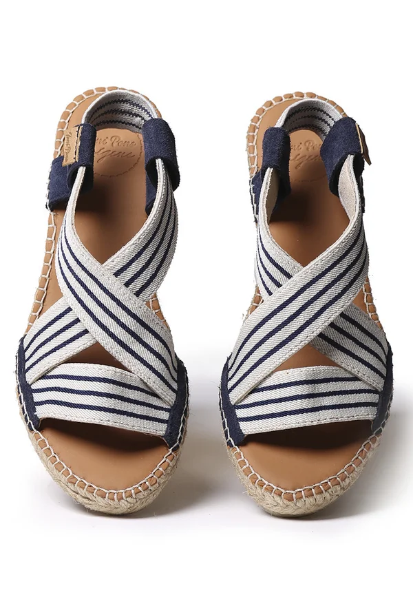 TINA - Plateausandalette - ecru-navy