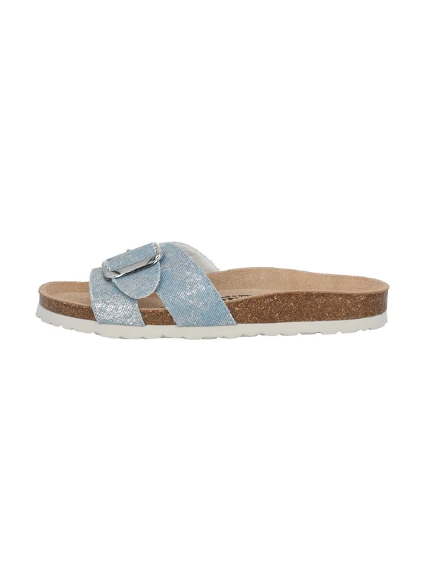 TINOS - Pantolette flach - hellblau silber