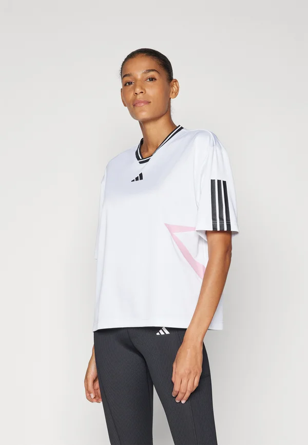 TIRO CUT STRIPES COLOR BLOCK FRIEND - T-Shirt print - white/black/true pink