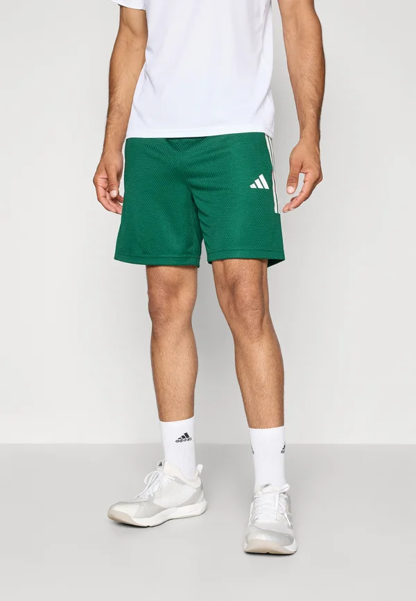 TIRO - Kurze Sporthose - dark green/collegiate burgundy/white