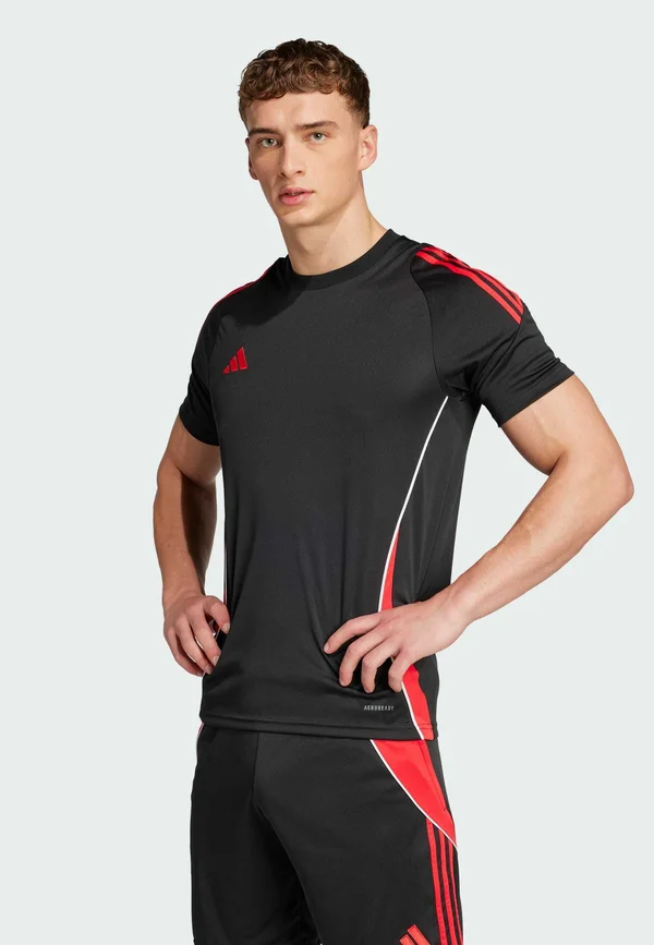 TIRO - Sport T-Shirt - black   pure ruby