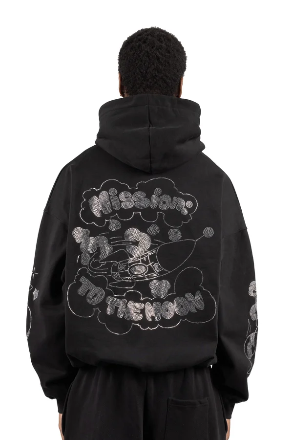 TO THE MOON BLACK HOODIE UNISEX - Kapuzenpullover - black