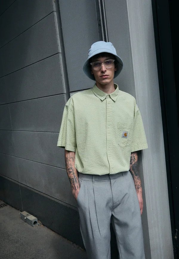 TOLAND SEERSUCKER - Hemd - pale olive