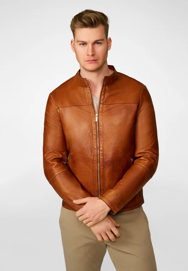TOMASO - Lederjacke - cognac