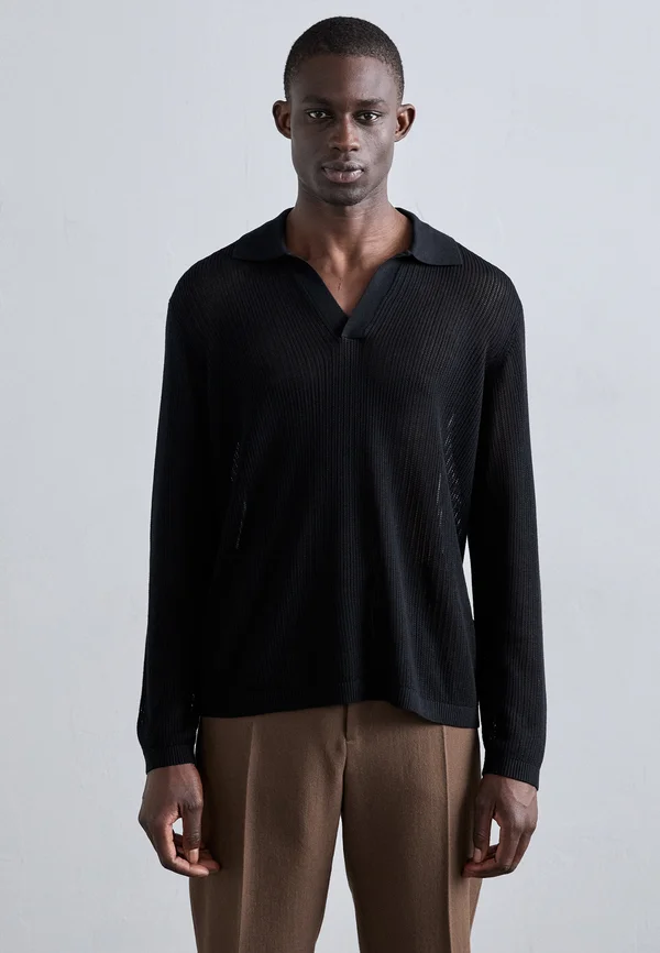 TONI OPEN COLLAR - Strickpullover - black