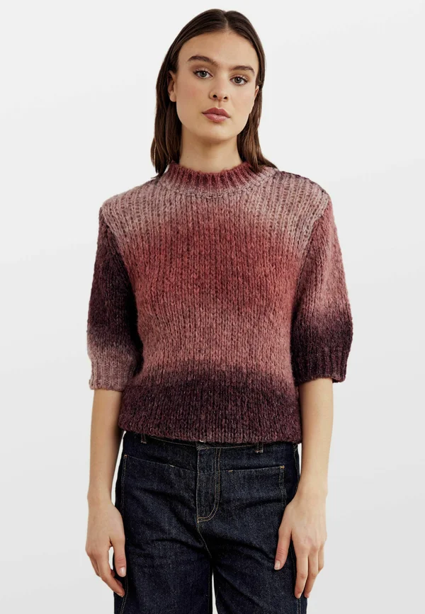 TOP - Strickpullover - brown red combo