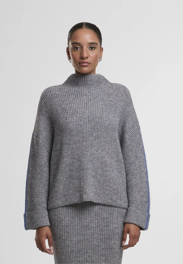 TOVA LS HIGH NECK FOLD-UP DD - Strickpullover - medium grey melange
