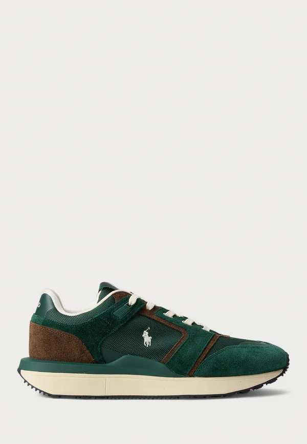 TRAIN 89 V2 SUEDE-PANELED SNEAKER - Sneaker low - college green / chocolate brown