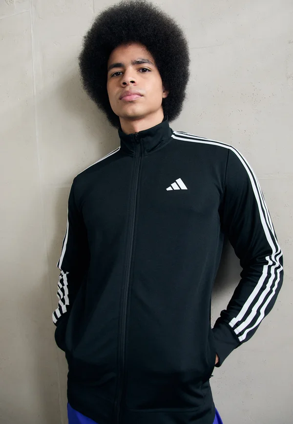 TRAIN ESSENTIALS 3-STRIPES  HOODED - Trainingsjacke - black