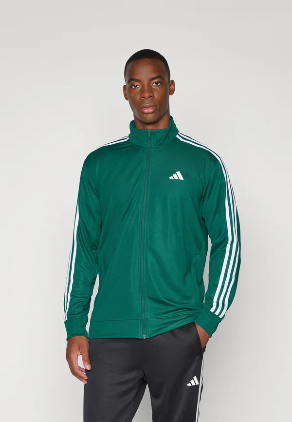 TRAIN ESSENTIALS 3-STRIPES  HOODED - Trainingsjacke - collegiate green